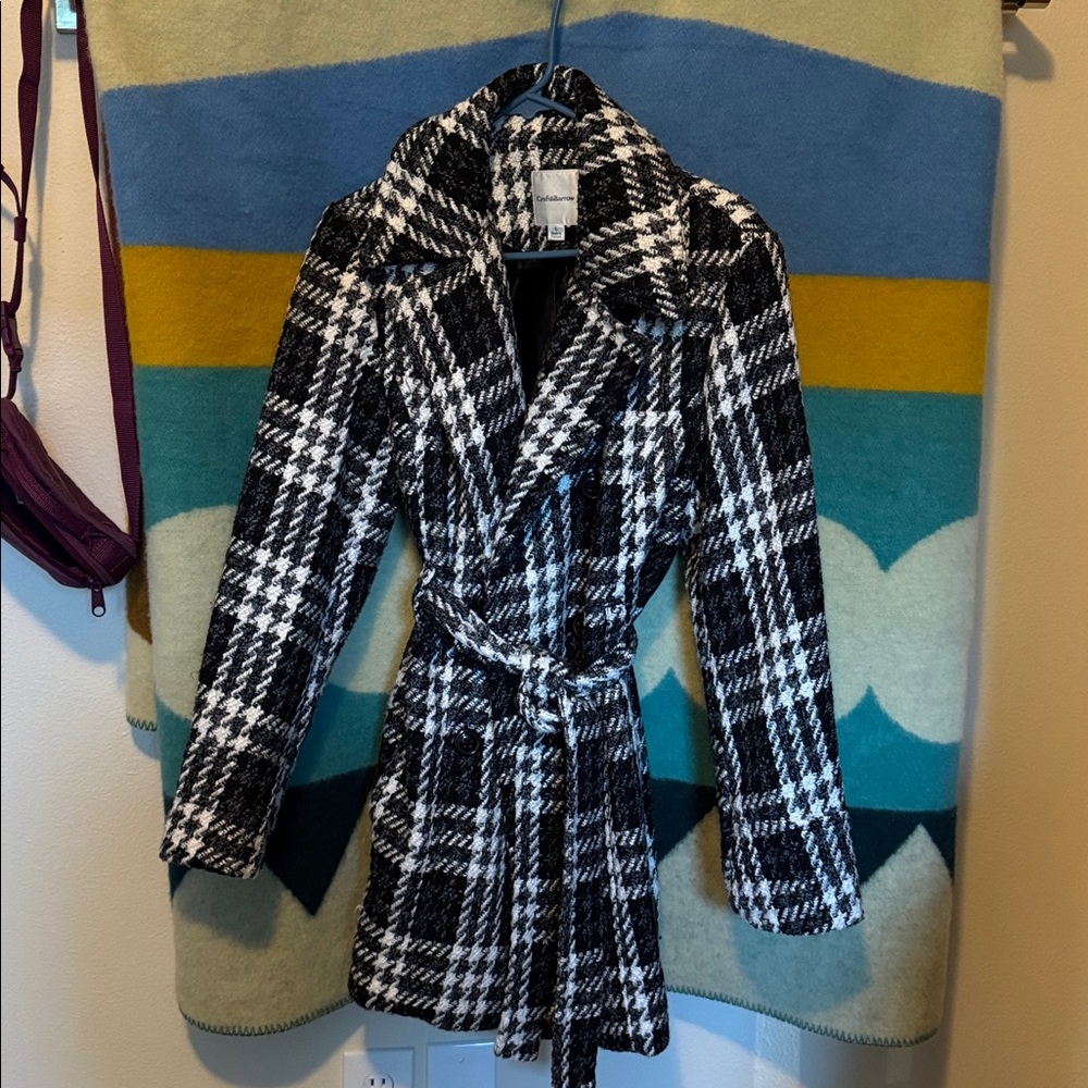 Croft & Barrow Houndstooth Coat w Waist Tie